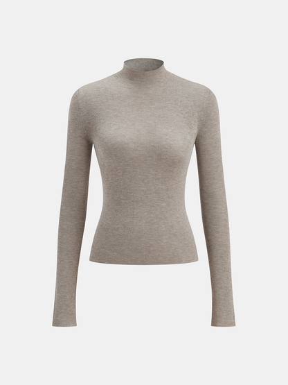 Winter | Fitted Mock Neck Wool-Blend Knit Top