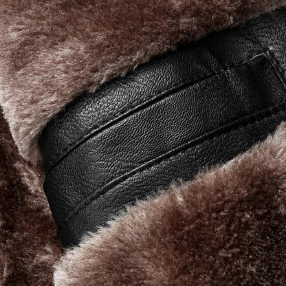 Warm Faux Fur Leather Coat Jacket