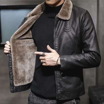 Warm Faux Fur Leather Coat Jacket