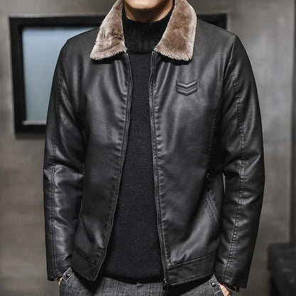 Warm Faux Fur Leather Coat Jacket - OutfitLondon