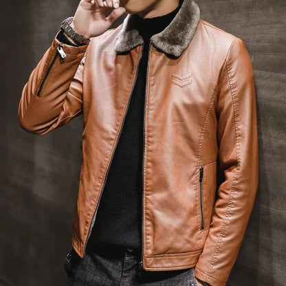 Warm Faux Fur Leather Coat Jacket