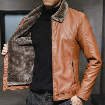Warm Faux Fur Leather Coat Jacket