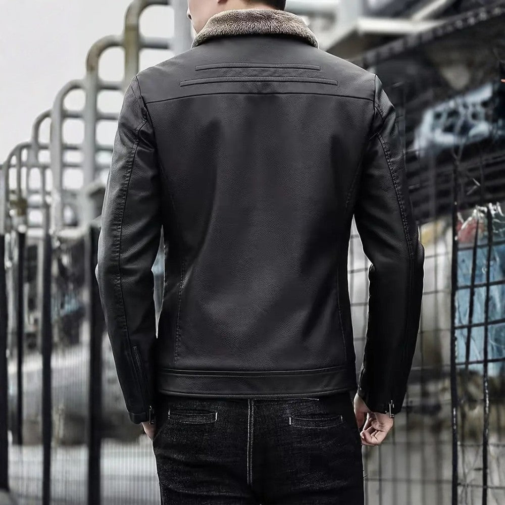 Warm Faux Fur Leather Coat Jacket
