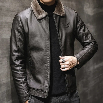 Warm Faux Fur Leather Coat Jacket