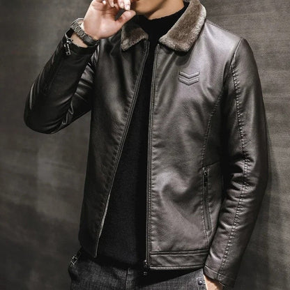 Warm Faux Fur Leather Coat Jacket