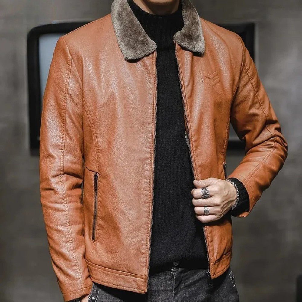 Warm Faux Fur Leather Coat Jacket