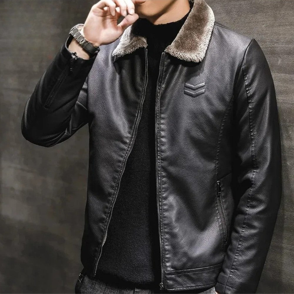 Warm Faux Fur Leather Coat Jacket