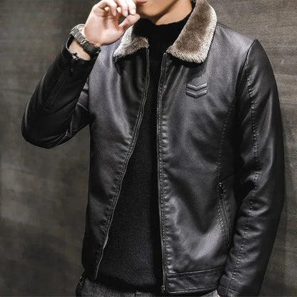 Warm Faux Fur Leather Coat Jacket