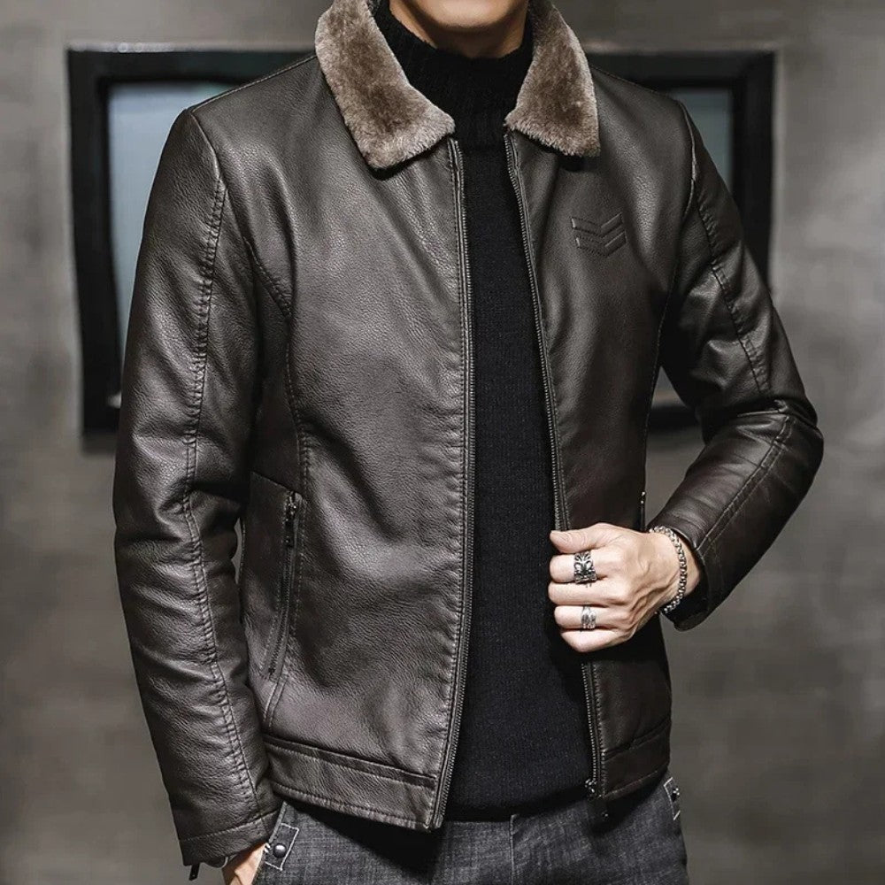 Warm Faux Fur Leather Coat Jacket