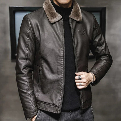 Warm Faux Fur Leather Coat Jacket