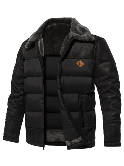 Warm Padded Parka Jacket with Faux Fur Hood