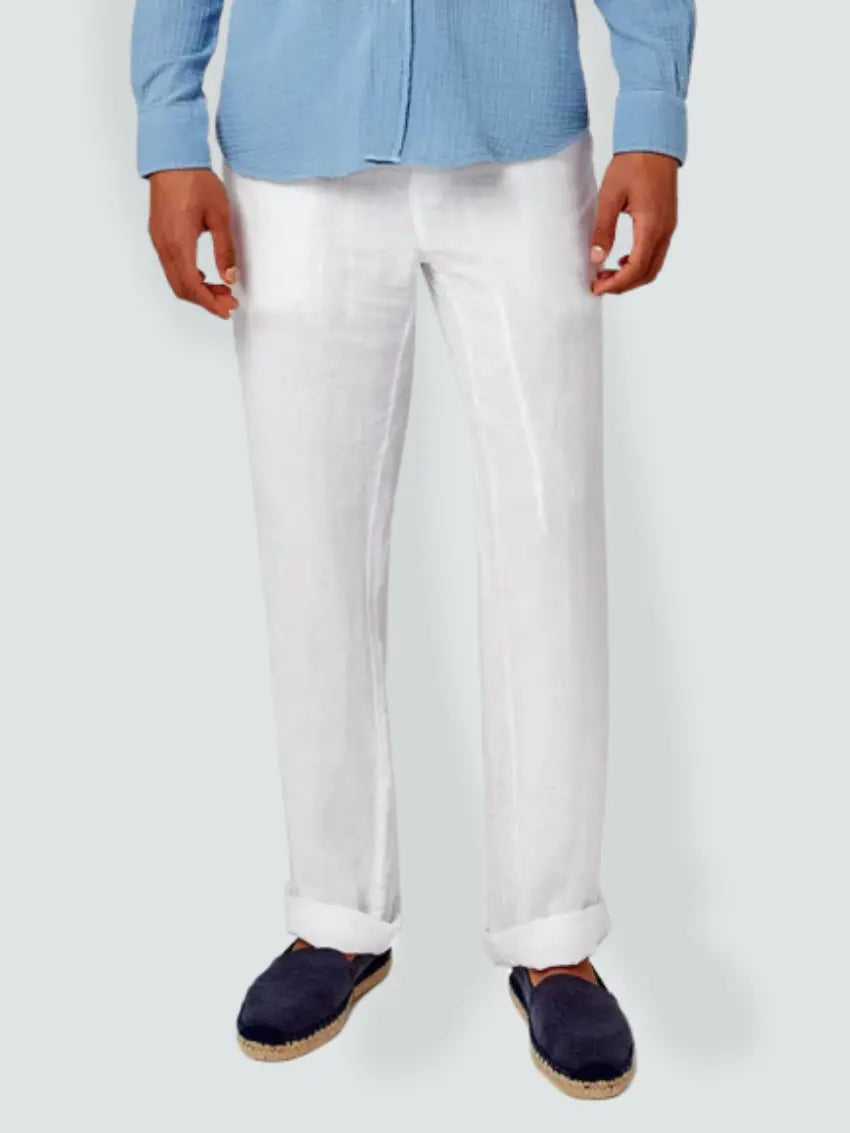 Classic Luxury White Linen Pants - OutfitLondon
