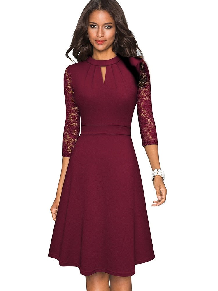 Elegant Ladies Lace Dress with Cut Out Design
