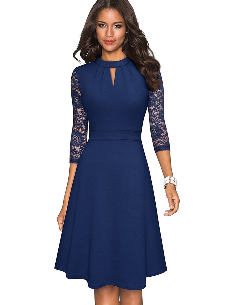 Elegant Ladies Lace Dress with Cut Out Design