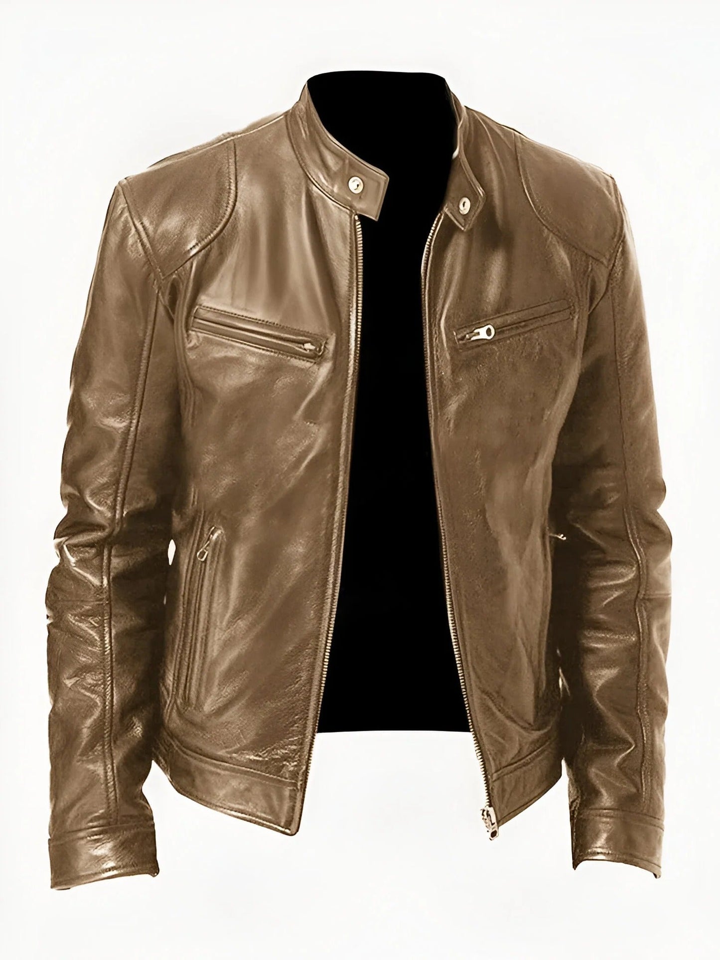 Classic Men's Black Leather Biker Jacket