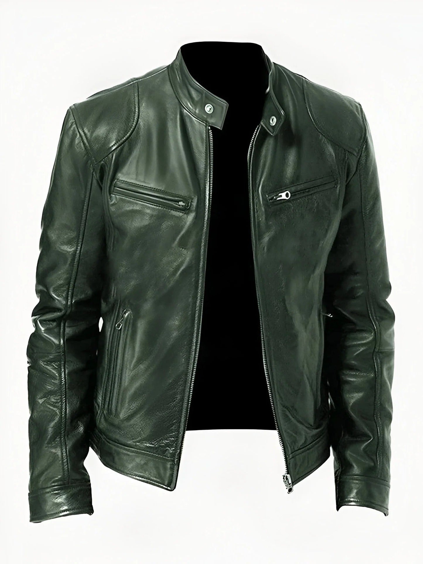 Classic Men's Black Leather Biker Jacket