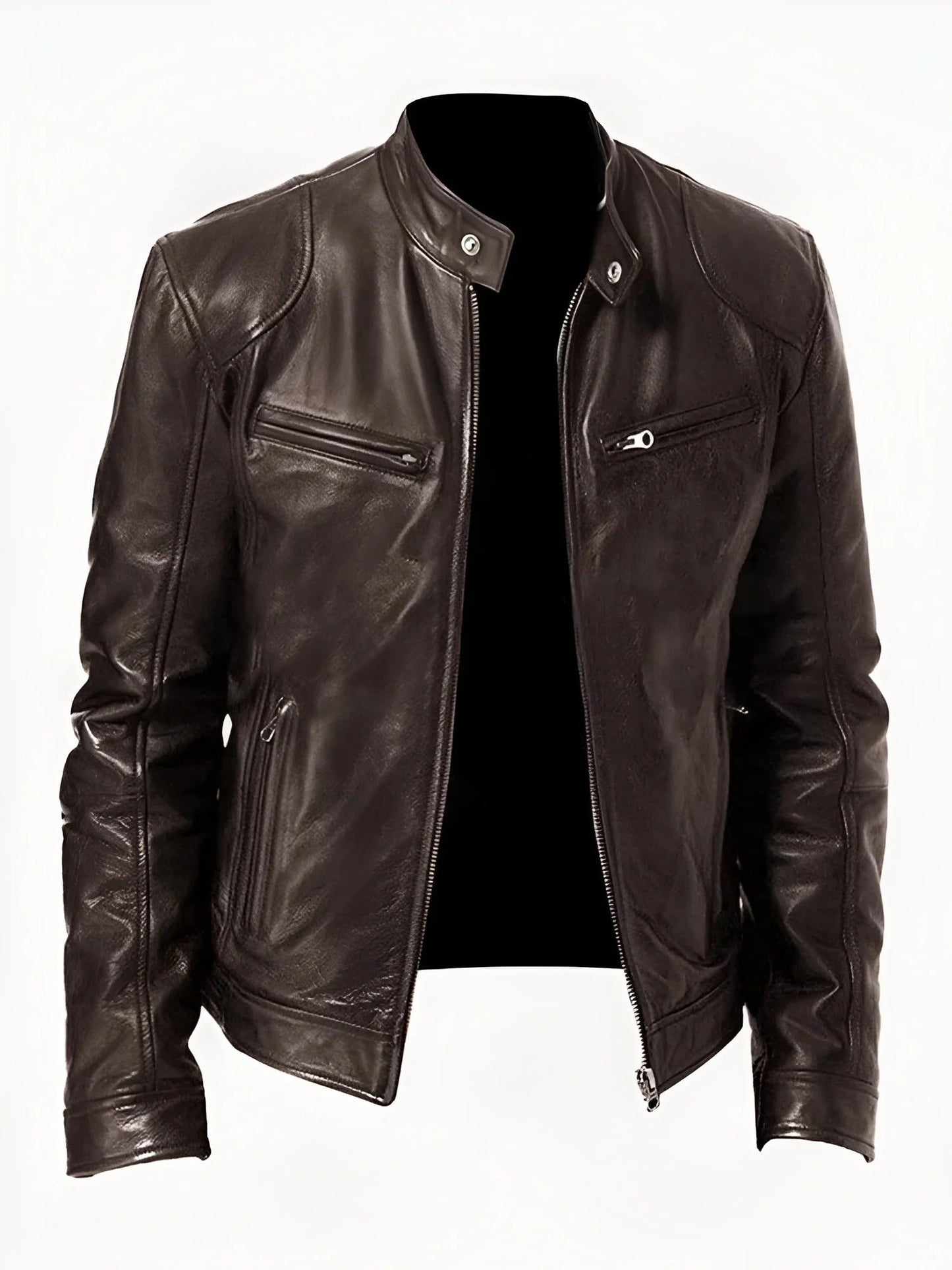 Classic Men's Black Leather Biker Jacket