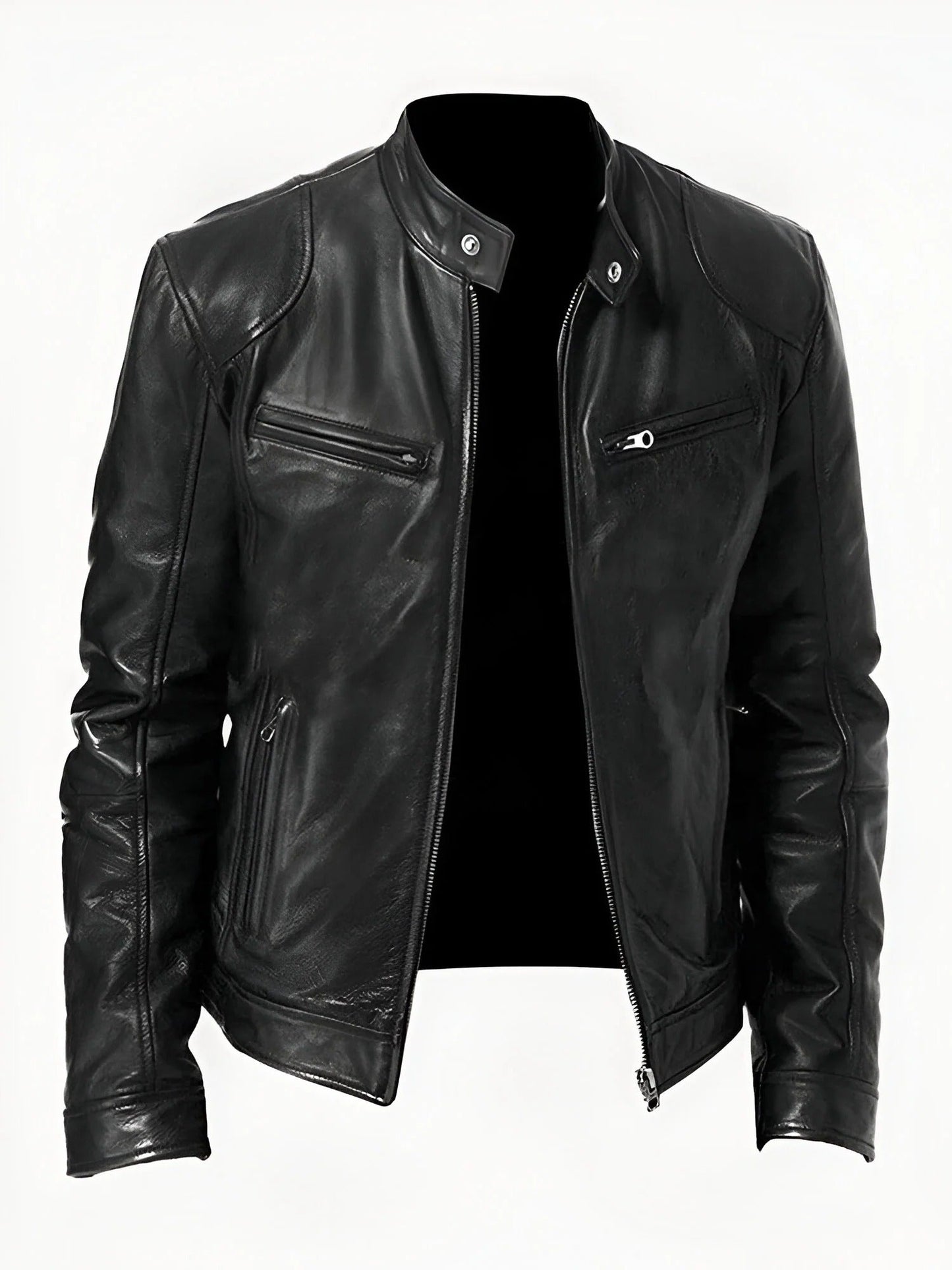 Classic Men's Black Leather Biker Jacket