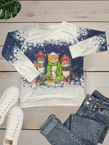 Cozy Holiday Kitty Graphic Sweatshirt