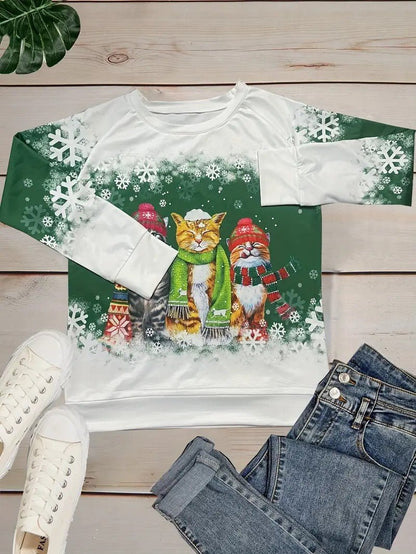 Cozy Holiday Kitty Graphic Sweatshirt