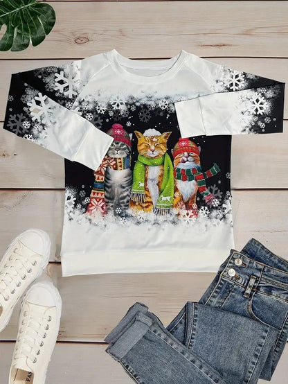 Cozy Holiday Kitty Graphic Sweatshirt