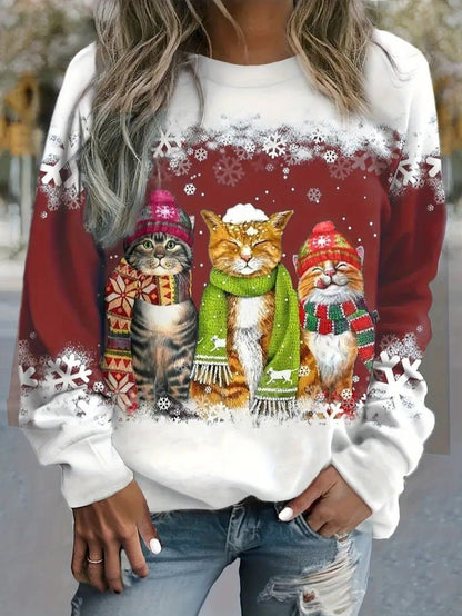 Cozy Holiday Kitty Graphic Sweatshirt