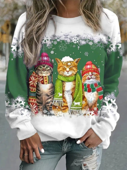 Cozy Holiday Kitty Graphic Sweatshirt