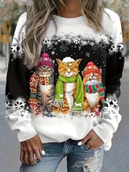 Cozy Holiday Kitty Graphic Sweatshirt