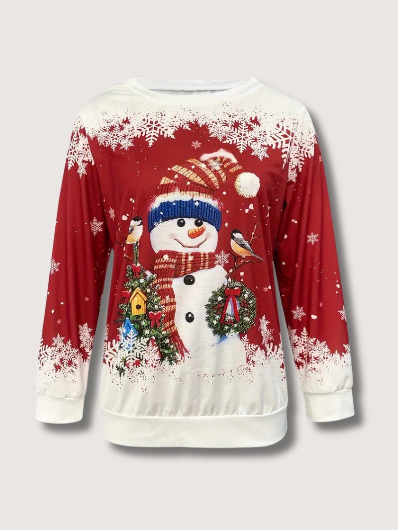 Festive Holiday Snowman Pullover Sweatshirt