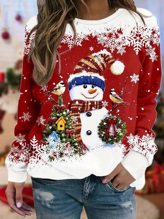 Festive Holiday Snowman Pullover Sweatshirt - OutfitLondon