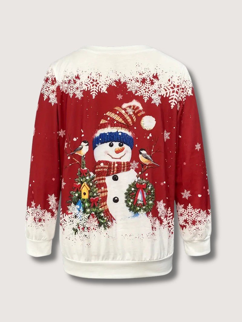 Festive Holiday Snowman Pullover Sweatshirt