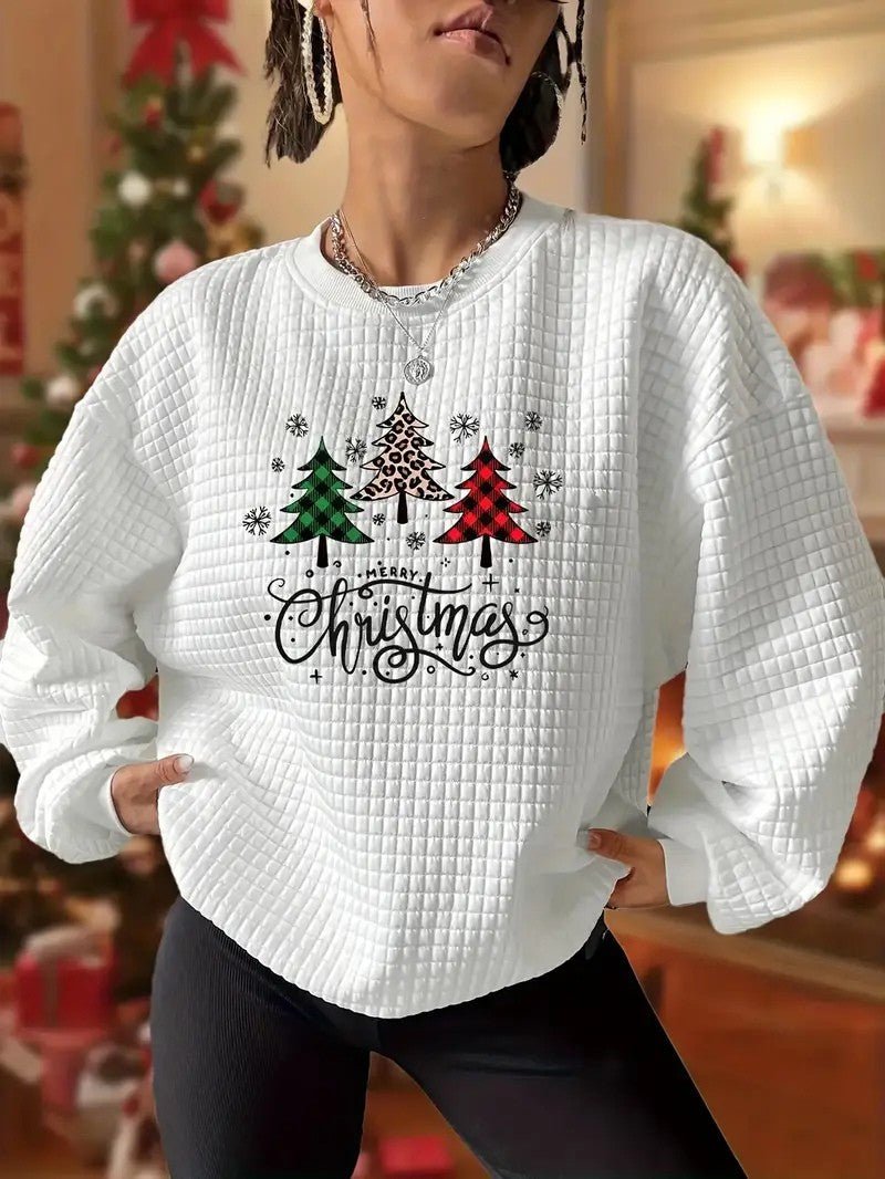 Festive Holiday Tree Sweatshirt for Women - OutfitLondon