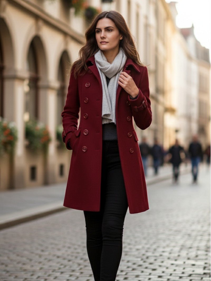 Timeless Double Button Ladies Coat - OutfitLondon