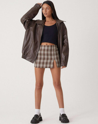 Ladies Large Faux Leather Biker Jacket