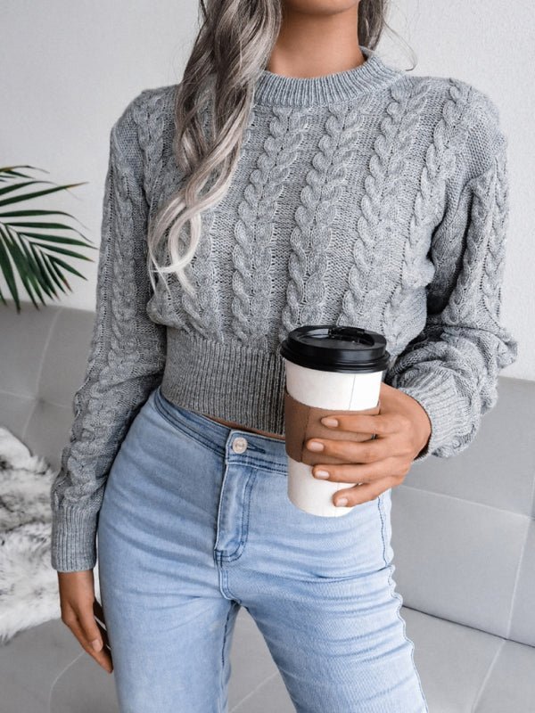 Cozy Ladies Cable Knit Crew Sweater