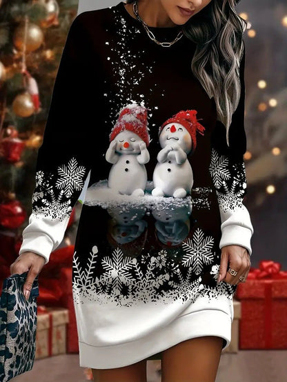 Ladies' Festive Snowman Graphic Sweatshirt - OutfitLondon