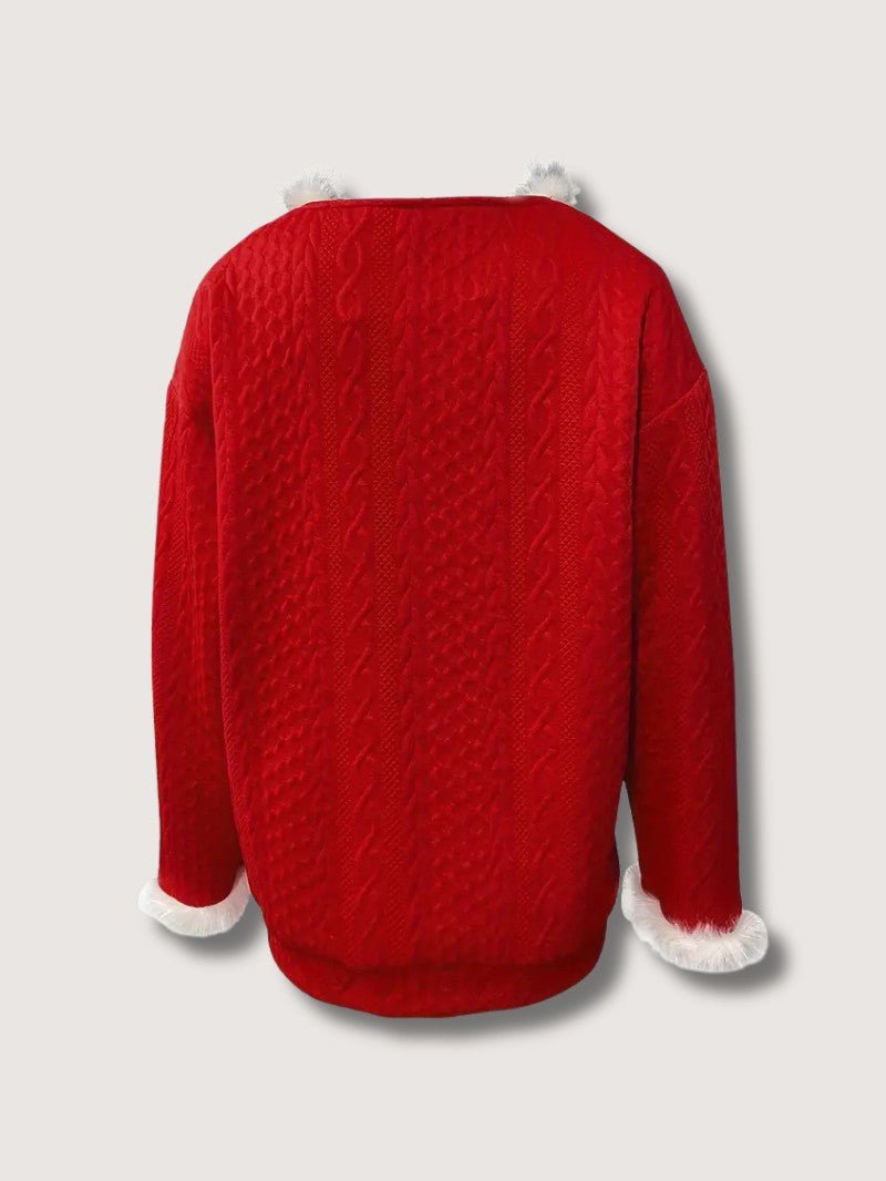 Soft Plush V-Neck Holiday Sweater