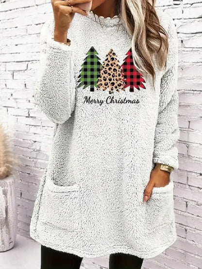 Soft Holiday Tree Graphic Sweatshirt - OutfitLondon