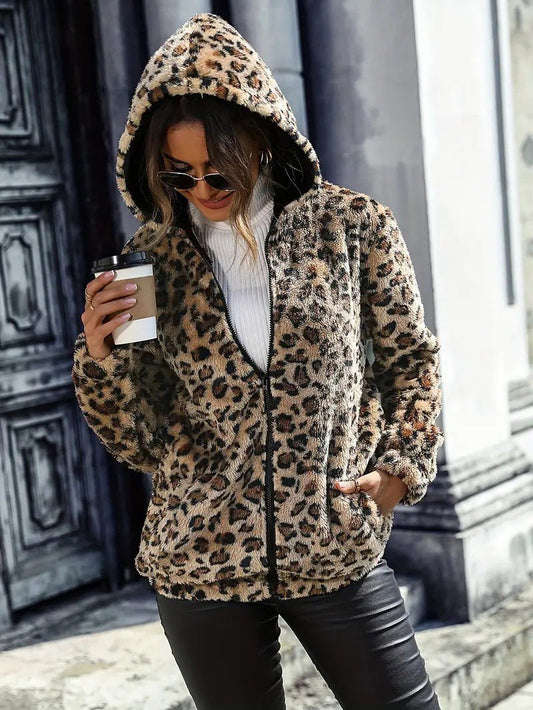 Fuzzy Ladies Hoodie Coat - OutfitLondon