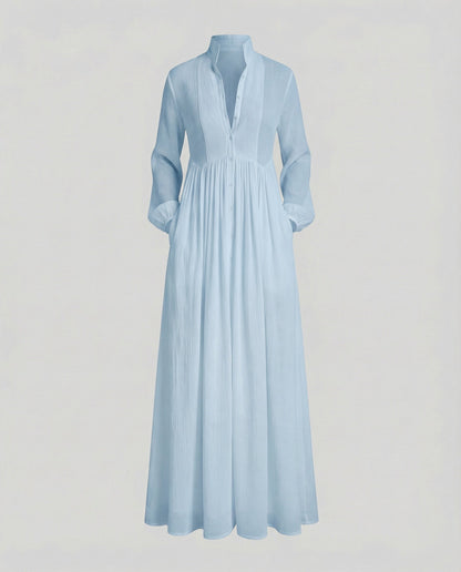 Women's Lightweight Cotton Button-Front Maxi Shirt Dress