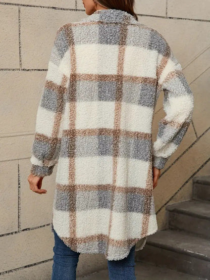 Warm Checked Ladies Winter Parka Coat