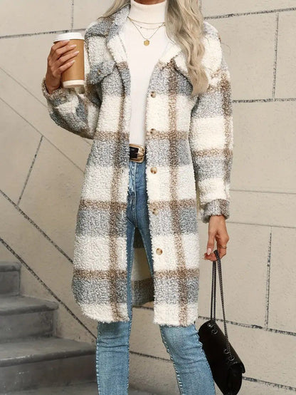Warm Checked Ladies Winter Parka Coat - OutfitLondon