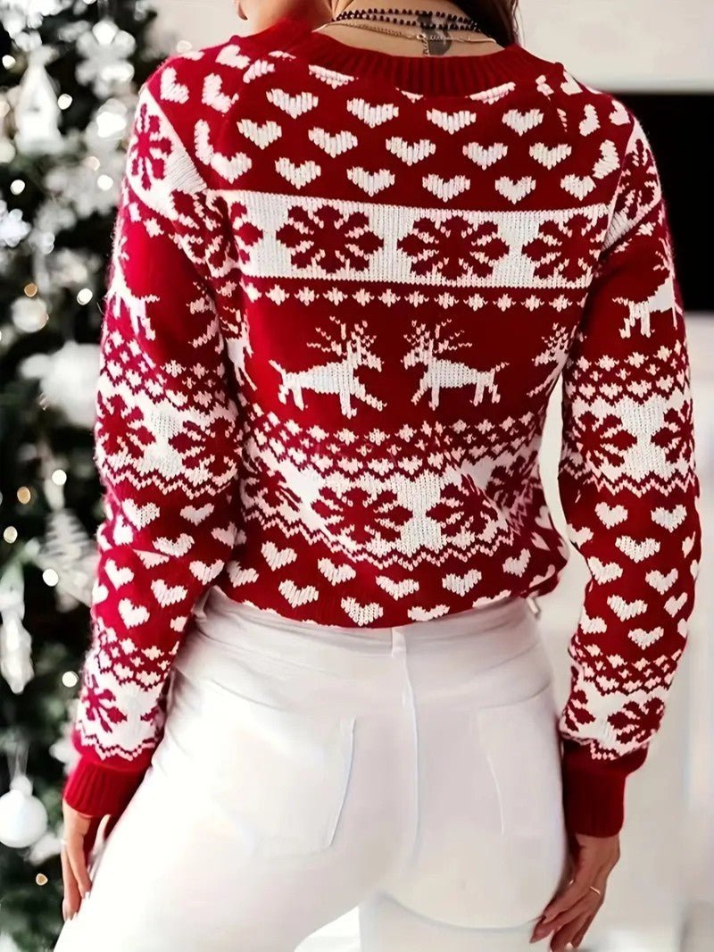 Ladies' Festive Holiday Red Sweater