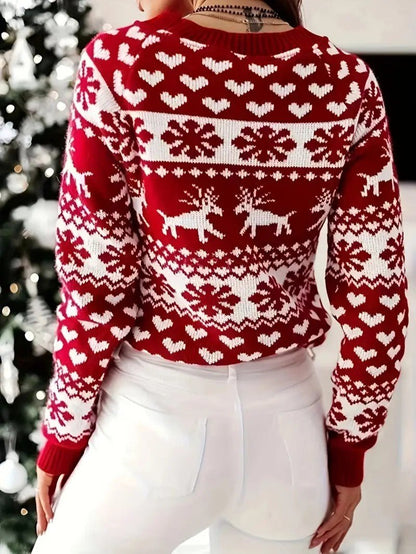 Ladies' Festive Holiday Red Sweater