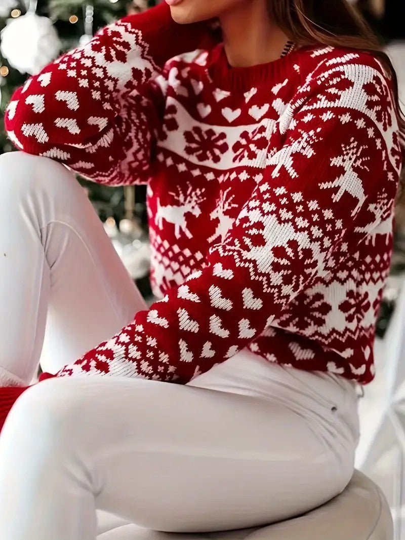 Ladies' Festive Holiday Red Sweater