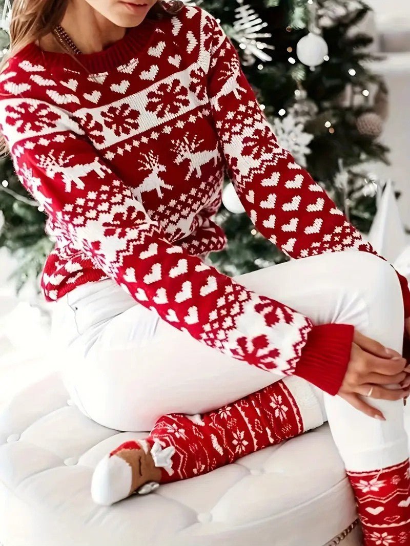 Ladies' Festive Holiday Red Sweater
