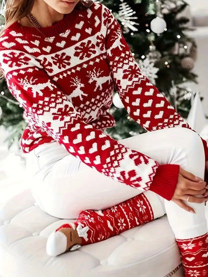 Ladies' Festive Holiday Red Sweater