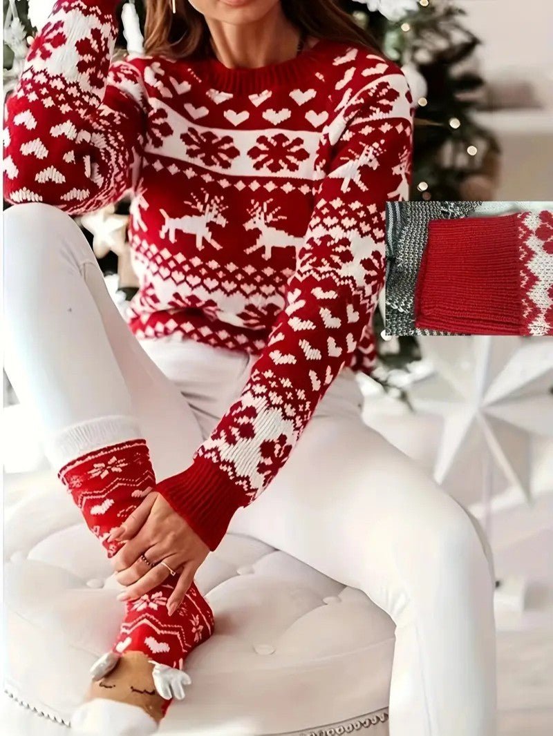 Ladies' Festive Holiday Red Sweater