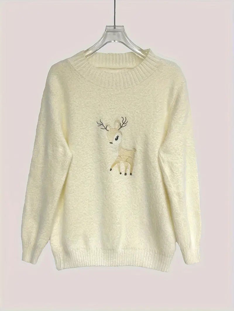 Ladies' Christmas Tree Crew Neck Knit Sweater