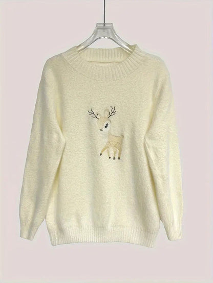 Ladies' Christmas Tree Crew Neck Knit Sweater